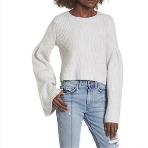 Lovers + Friends Pullover Maxine Crop Wide Sleeve Ribbed Sweater Medium EUC